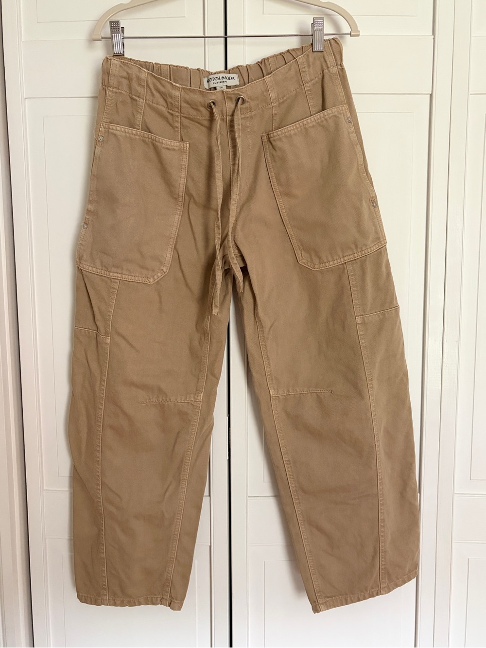 Scotch & Soda Tan Barrel-Leg Cargo Pants